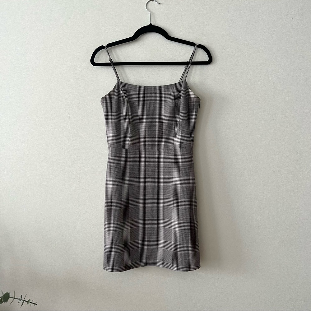 Aritzia Plaid Mini Dress in Black and White